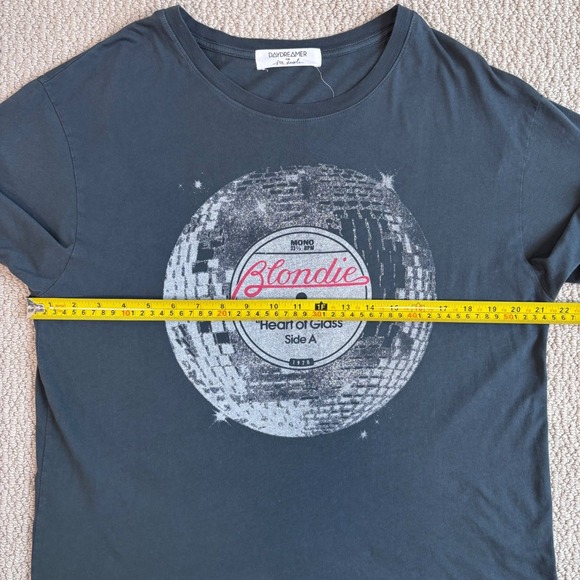 DAYDREAMER Blondie Heart of Glass Graphic T Shirt, Size M, Charcoal Gray, Disco - Picture 7 of 16